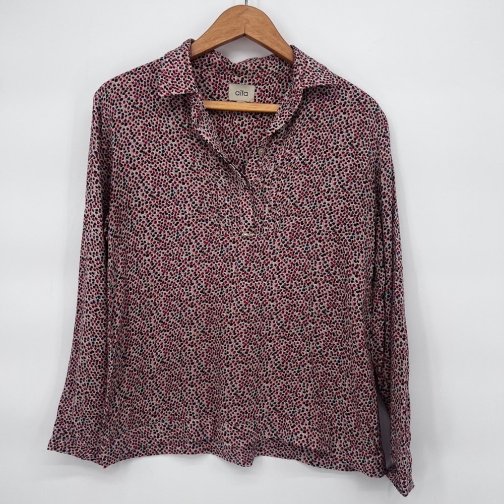 Aita Blouse Maximalist Abstract Artsy‎ Vneck Dressy Bold Colorful Size S